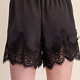 Satin Short With Lace Trim Detail