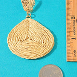 Hammered Metal Raffia Teardrop Dangle Earrings