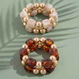 Chunky Tortoise Bead Stretch Bracelet Set