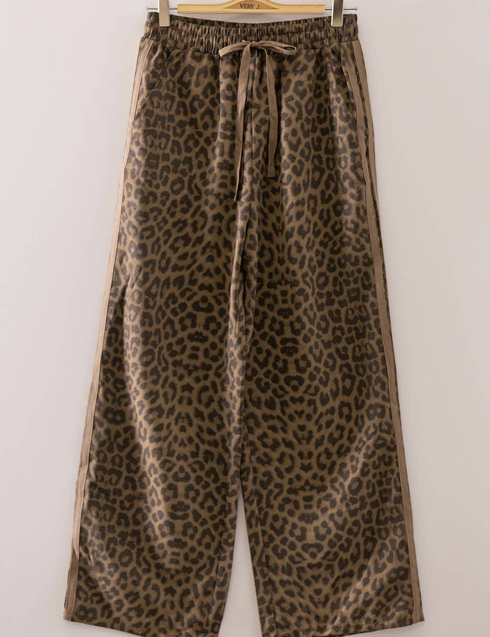 NP70999-1-Leopard Printed Cotton Twill Contrast Tape Detail Pants