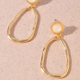 Stone Accent Organic Oval Drop Earrings