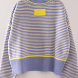 Contrast Trim Stripe Knit Sweater