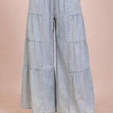 Tiered Layers Mineral Washed Chambray Pants