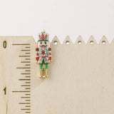 Vintage Print Christmas Nutcracker Pearl Stud Earrings