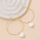 Pearl Bead Hoop Dangle Earrings