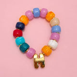 Chunky Initial Stretch Bracelet Set