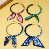 Silky Scarf & Beaded Strand Collar Choker Necklace