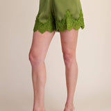 Satin Short With Lace Trim Detail