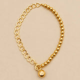 Gold-Tone Mixed Link & Round Bead Pendant Necklace
