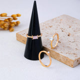 Milky Pink Opal Baguette Teardrop 3-Piece Ring Set