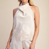 Satin Short With Lace Trim Detail