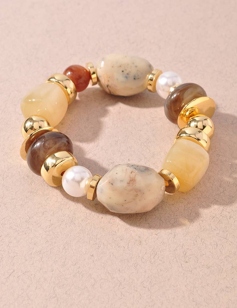 MARBLED BEAD PEARL BRACELET