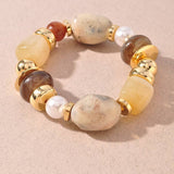 MARBLED BEAD PEARL BRACELET