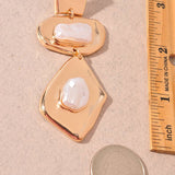 Geometric Gold Pearl Statement Drop Earrings