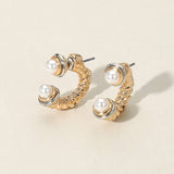 Stone Tip Two Tone Twisted Metal Ear Jacket Earrings