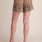 Satin Short With Lace Trim Detail