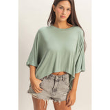 Relaxed High-Low Batwing Sleeve Top