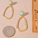 Stone Accent Organic Oval Drop Earrings