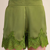 Satin Short With Lace Trim Detail