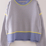 Contrast Trim Stripe Knit Sweater