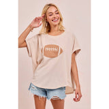 GAMEDAY FOOTBALL PATCHWORK WAFFLE SHORT TOP