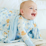 Convertible Bamboo Zip Romper | Bubble Duckies Blue