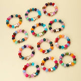 Chunky Initial Stretch Bracelet Set
