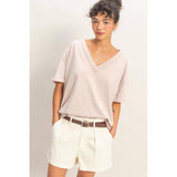 Washed V-Neck Oversized Tee