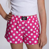 Lulu Mac Boxer Style Shorts Youth Hot Pink Polka Dot