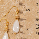 Pearl And Stone Beads Dangle Hook Earrings