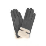 Fur Band Buckle Accent Touchscreen Gloves
