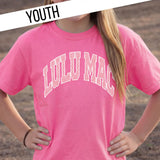 Youth Lulu Mac Dot Neon Pink Youth Comfort Colors Tshirt