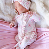Ruffle Bamboo Zipper Footie | Blooming Butterflies