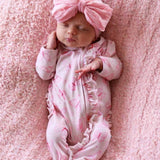 Ruffle Bamboo Zipper Footie | Blooming Butterflies