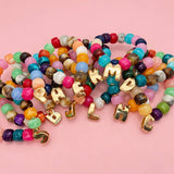 Chunky Initial Stretch Bracelet Set