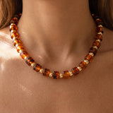 Barrel Bead And Ball Bead Collar Necklace
