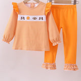 Orange Tennessee Puppy Football Embroidery Ruffle Pants Set