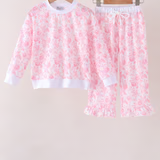 Pink floral print mom&me pants set