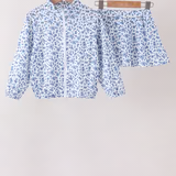 Blue floral print skorts set