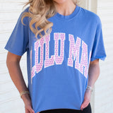 Lulu Mac Polka Dot Adult Flo Blue Comfort Colors Tshirt