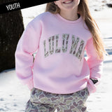 Youth Camo Sweatshirt - Light Pink - Lulu Mac